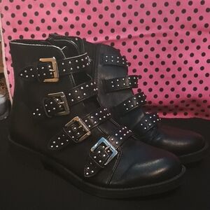 Madden Girl Black Multi-Buckle Ankle Boots